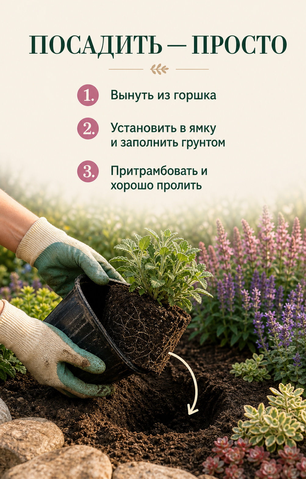 Три простых шага посадки растения